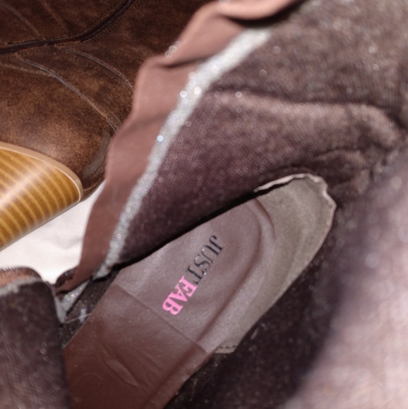 Just Fab Brown Double Buckle Faux Fur Heels/Boots - Picture 4 of 4